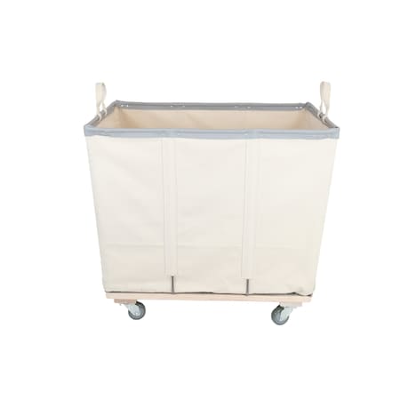 Steele Canvas Basket 12 BU Permanent Truck Natural Canvas w/Grey Vinyl - 6in Casters 9212CNATVGRYW6